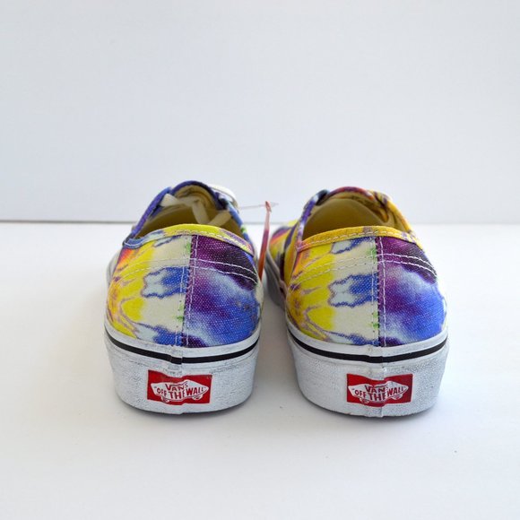 VANS AUTHENTIC WASHED YELLOW PURPLE , TIE DYE TRUE WHITE SNEAKER SHOES NEW - Picture 5 of 9